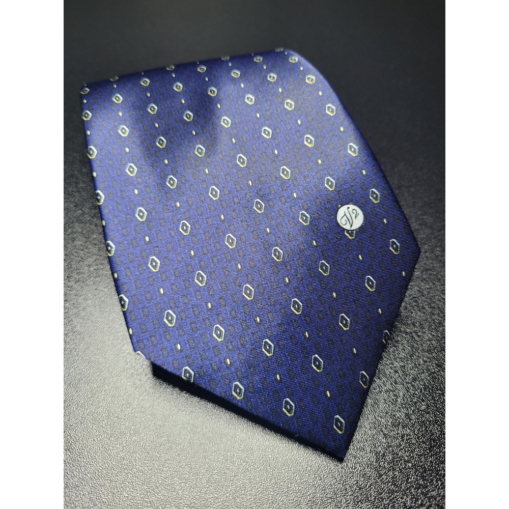 Versace Men's Necktie Blue Geometric Silk 3.75 x 58 Excellent